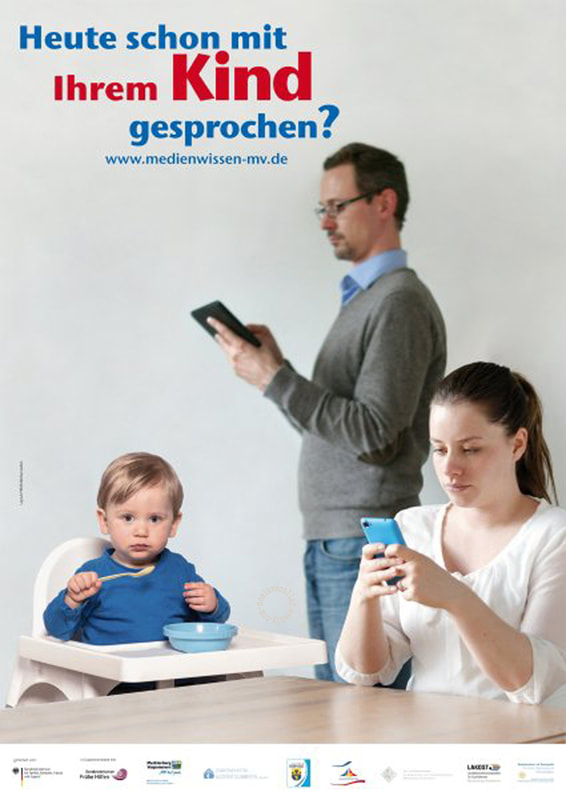 Vous avez déjà parlé avec votre enfant aujourd'hui? - Affiche d'une campagne allemande A3 ("Heute schon mit Irhem Kind gesprochen?")