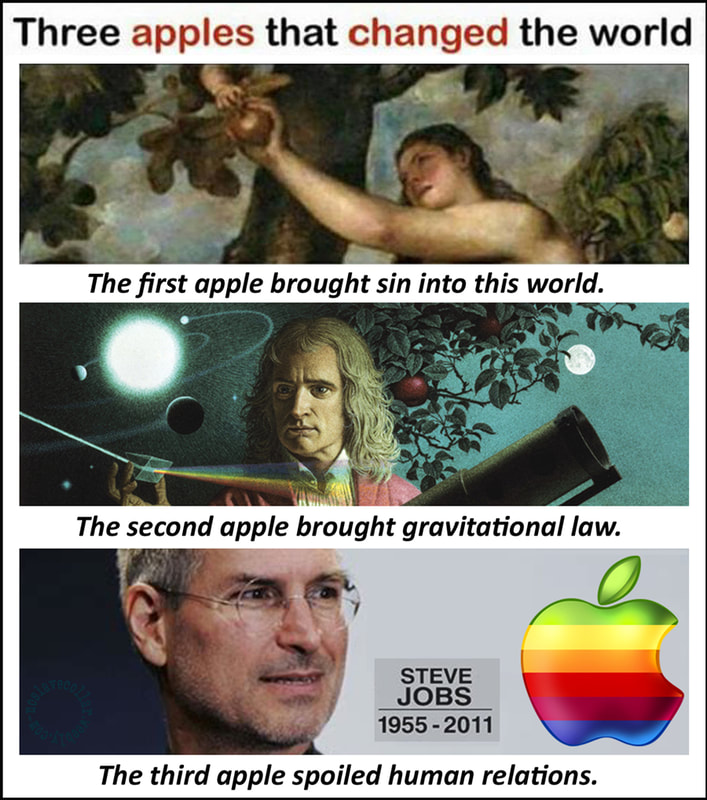 Trois pommes qui ont changé le monde: La première a engendré le péché dans ce monde. La seconde a introduit la loi gravitationnelle. La troisième a saboté les relations humaines.