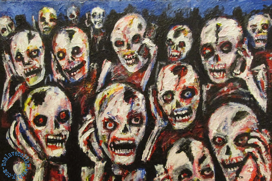 Les zombies du téléphone (peinture à l'huile)