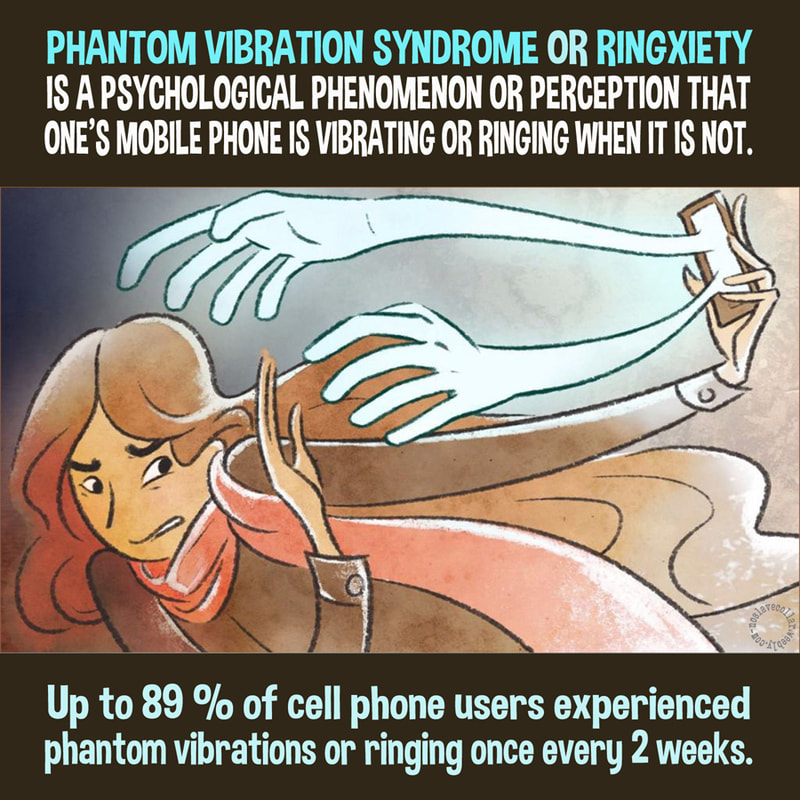 Le syndrome de vibration fantôme ou ringxiety est un phénomène psychologique, la perception que le téléphone portable vibre ou sonne, alors qu'il ne fait pas.  Jusqu'à 89% des utilisateurs de téléphones portables ont ressenti des vibrations ou sonneries fantômes une fois en 2 semaines.