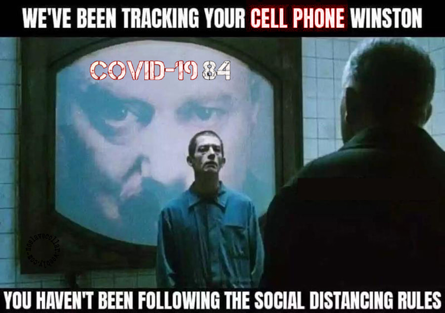 Nous avons pisté votre téléphone portable Winston - COVID 1984 - Vous n'avez pas suivi les règles de distanciation sociale.