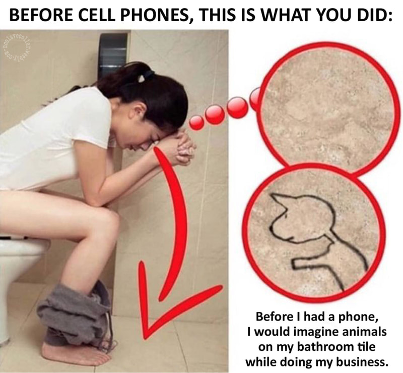 Avant les téléphones portables, c'est ce que je faisais: j'imaginais des animaux sur le carrelage de ma salle de bains pendant que je faisais mes besoins.