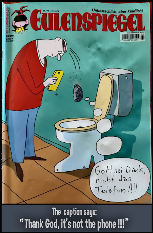 Le cerveau de l'homme tombe dans les toilettes et celui-ci pense - Dieu merci, ce n'est pas le téléphone!!!!