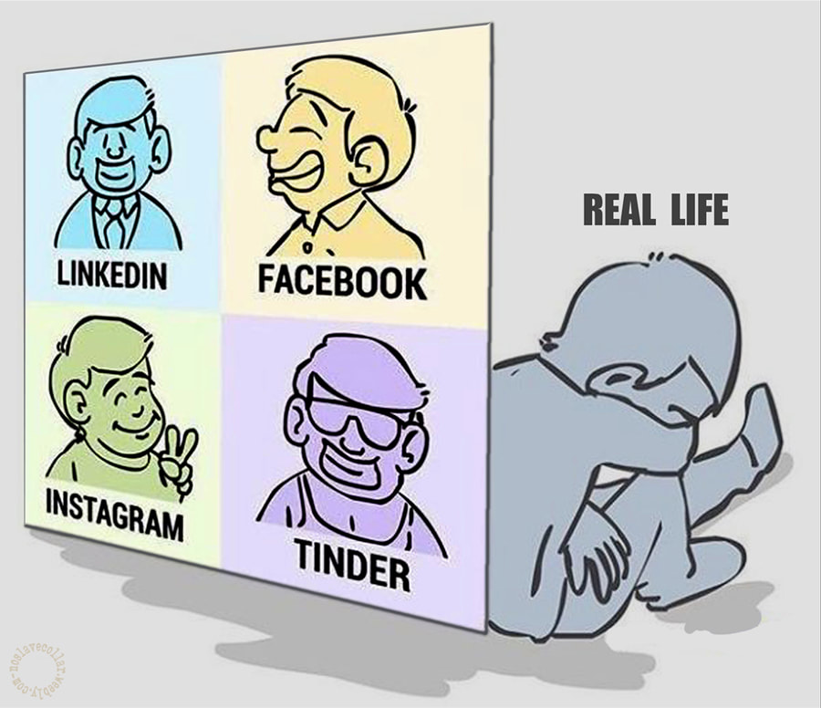 Lindedin, Facebook, Instagram, Tinder, vie réelle