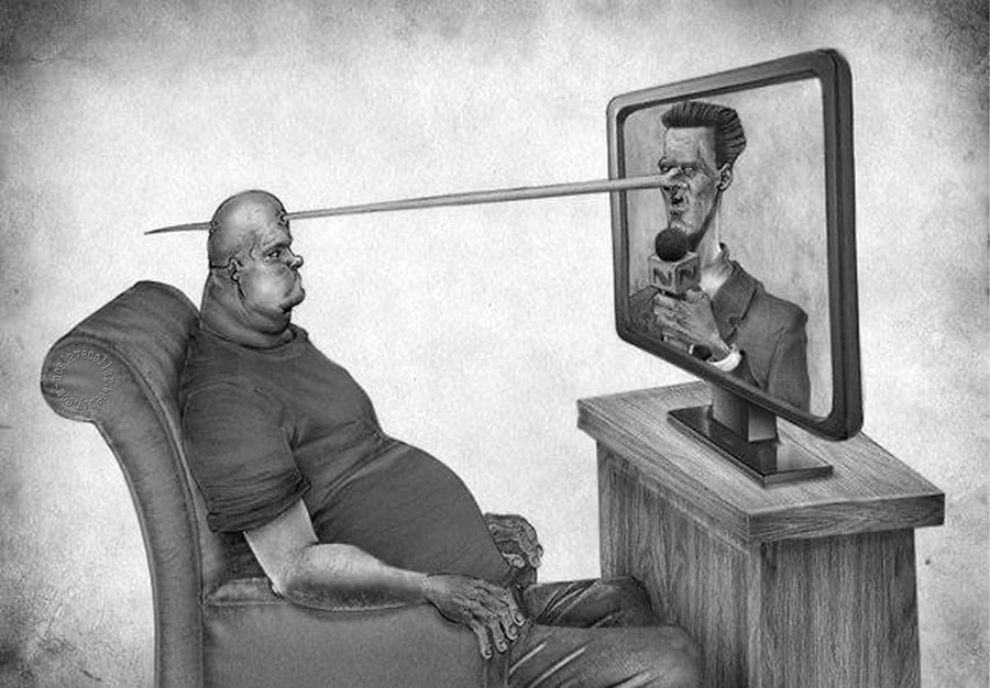Un écran de télévision "perçant" le cerveau d'un homme