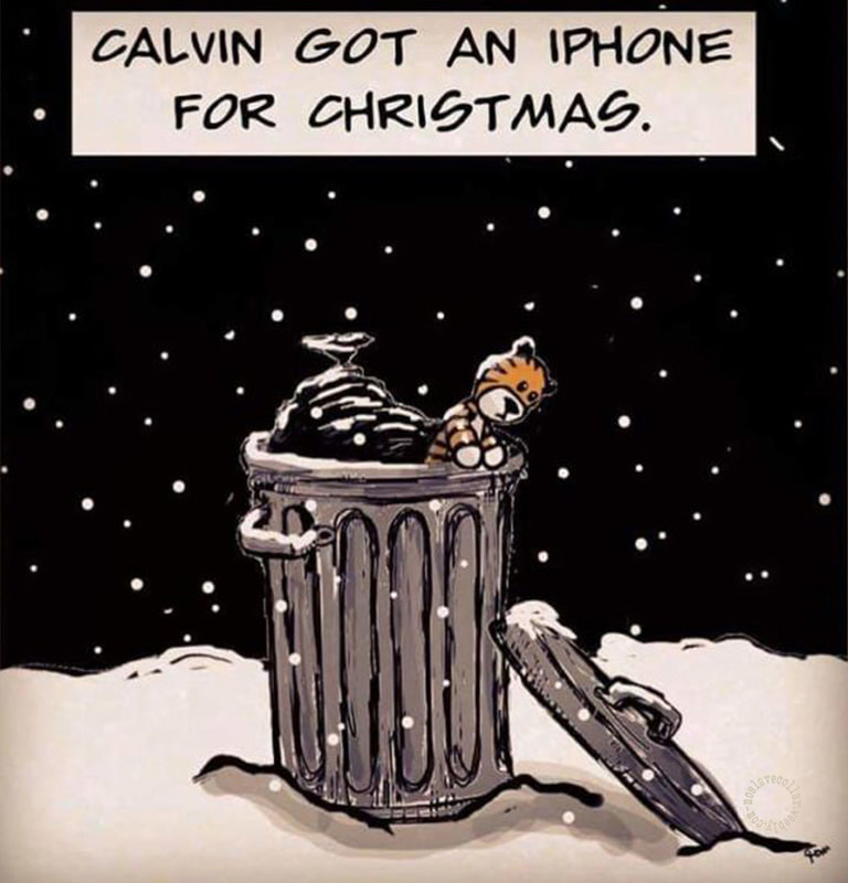 Calvin a reçu un iPhone pour Noël.