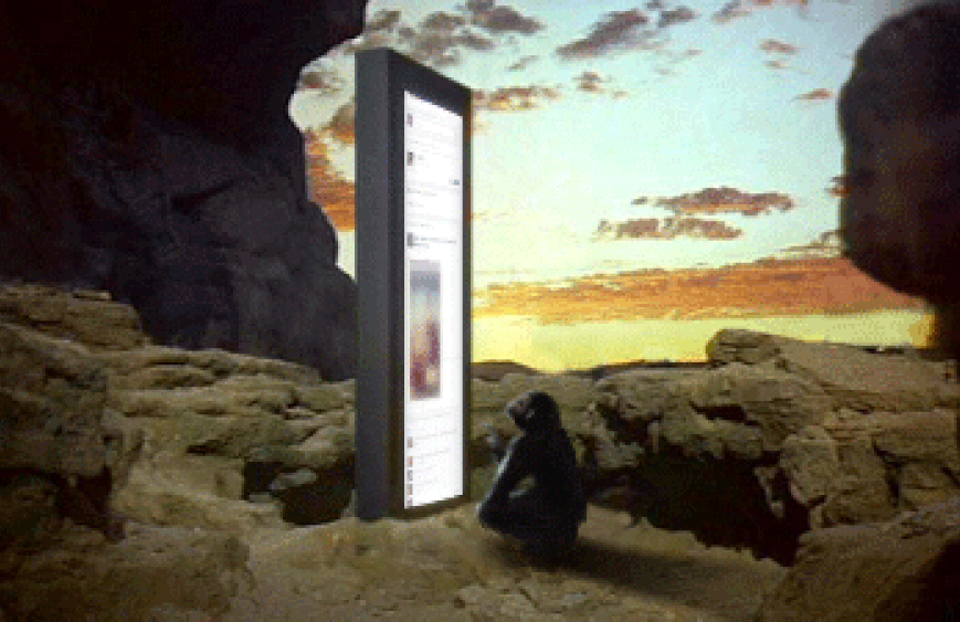 Prosternez-vous devant ce monolithe, singes indignes! Inspiré de "2001 l'Odyssée de l'espace" de Stanley Kubrick (1)