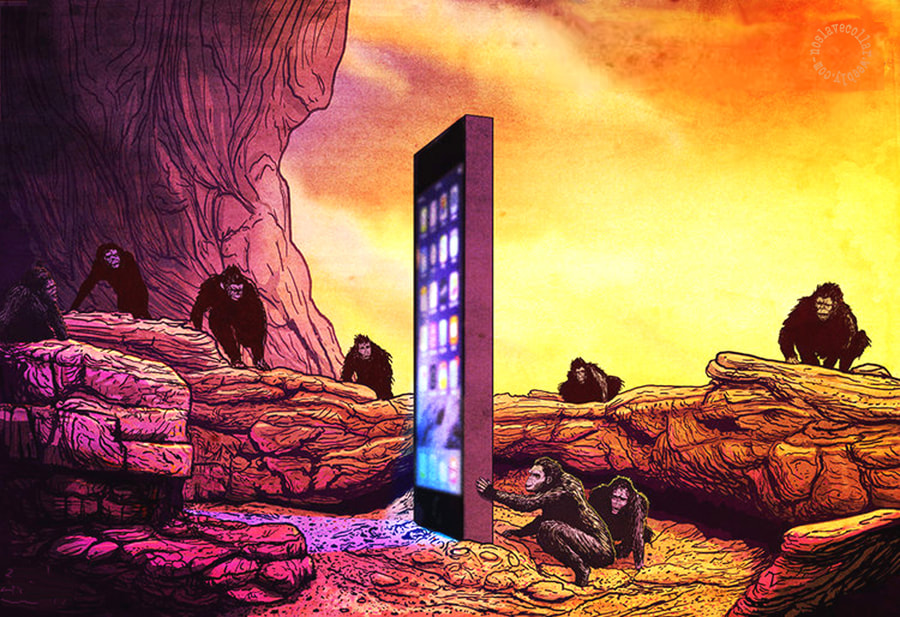 Prosternez-vous devant ce monolithe, singes indignes! Inspiré de "2001 l'Odyssée de l'espace" de Stanley Kubrick (2)